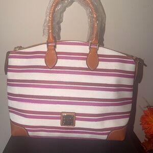 Dooney & Bourke Pink and White Striped Satchel